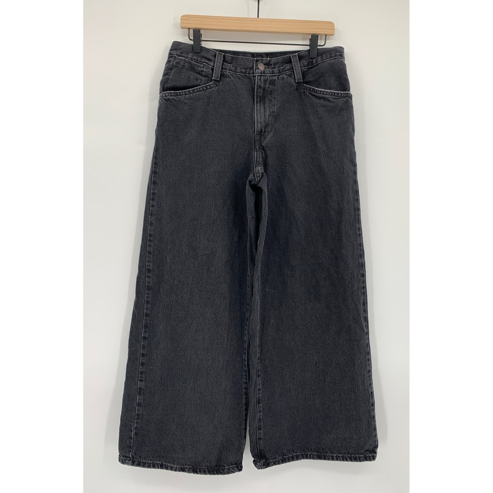Levis Wide Leg Jeans Womens 30 Black 94 Baggy Wide Leg 100% Cotton Denim Pants